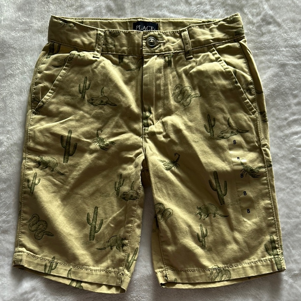 The Children's Place Tan and Green Shorts Classic Cotton Twill